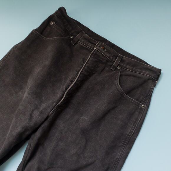 Land's End Vintage Washed Black Flannel Lined Straight Leg Jeans Size 12 Cotton - Picture 3 of 9